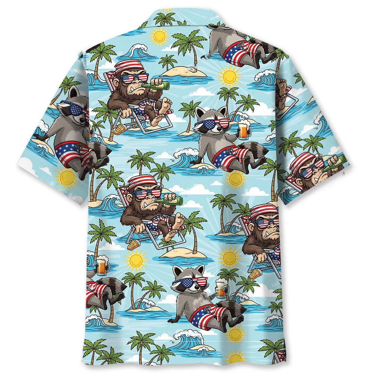 Sasquatch and Raccoon Summer Vacation Hawaiian Shirt, funny meme tee gift (view 2)