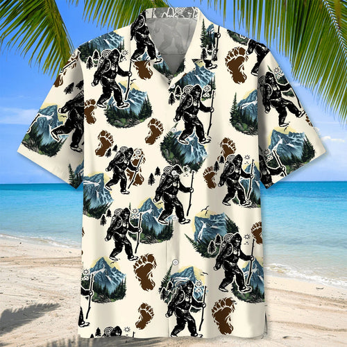 Sasquatch Hiking Trail Hawaiian Shirt, custom shirt gift for men