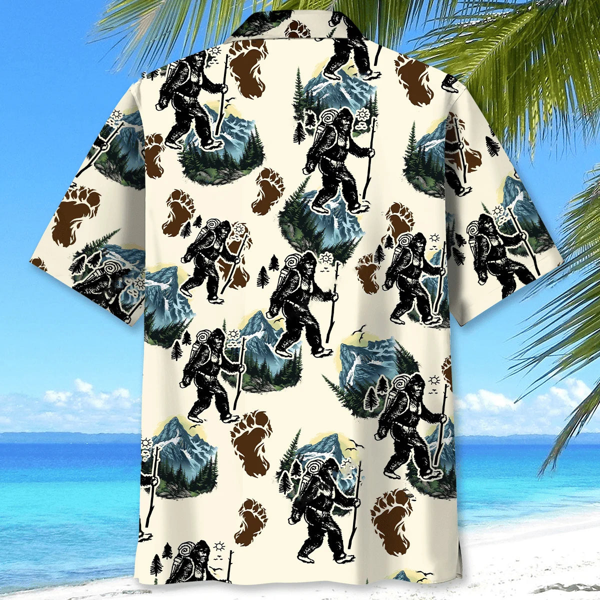 Sasquatch Hiking Trail Hawaiian Shirt, custom shirt gift for men (view 3)