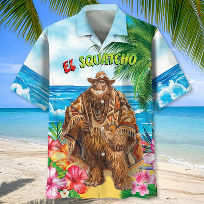Sasquatch Poncho Beach Hawaiian Shirt, custom shirt gift for men