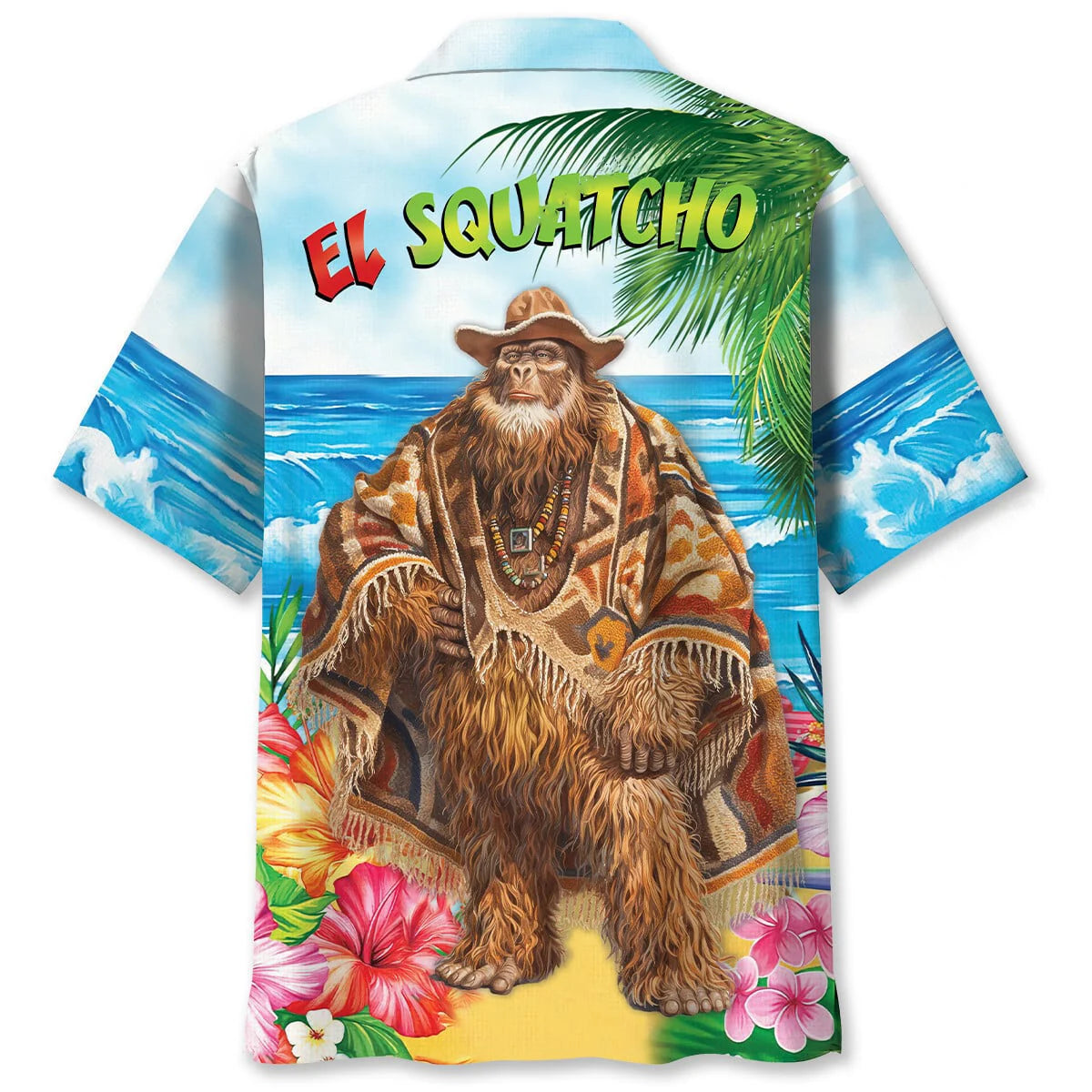 Sasquatch Poncho Beach Hawaiian Shirt, custom shirt gift for men (view 2)