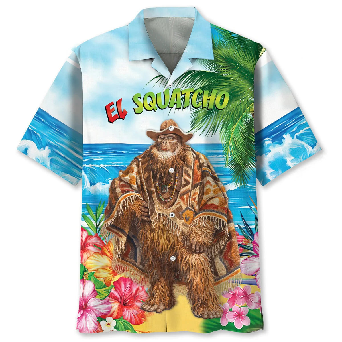 Sasquatch Poncho Beach Hawaiian Shirt, custom shirt gift for men (view 4)