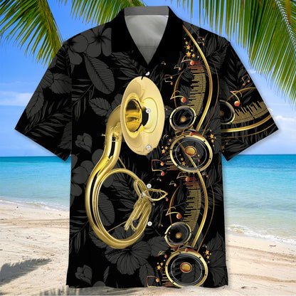 Sausaphone Black Music Hawaiian Shirt, patriotic gift for 4th of July