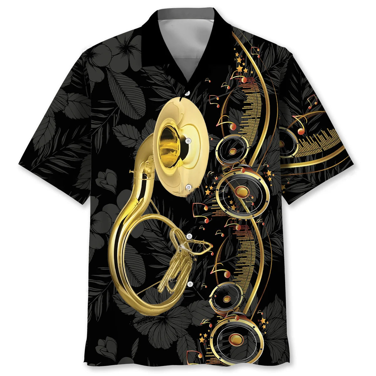 Sausaphone Black Music Hawaiian Shirt, patriotic gift for 4th of July (view 2)