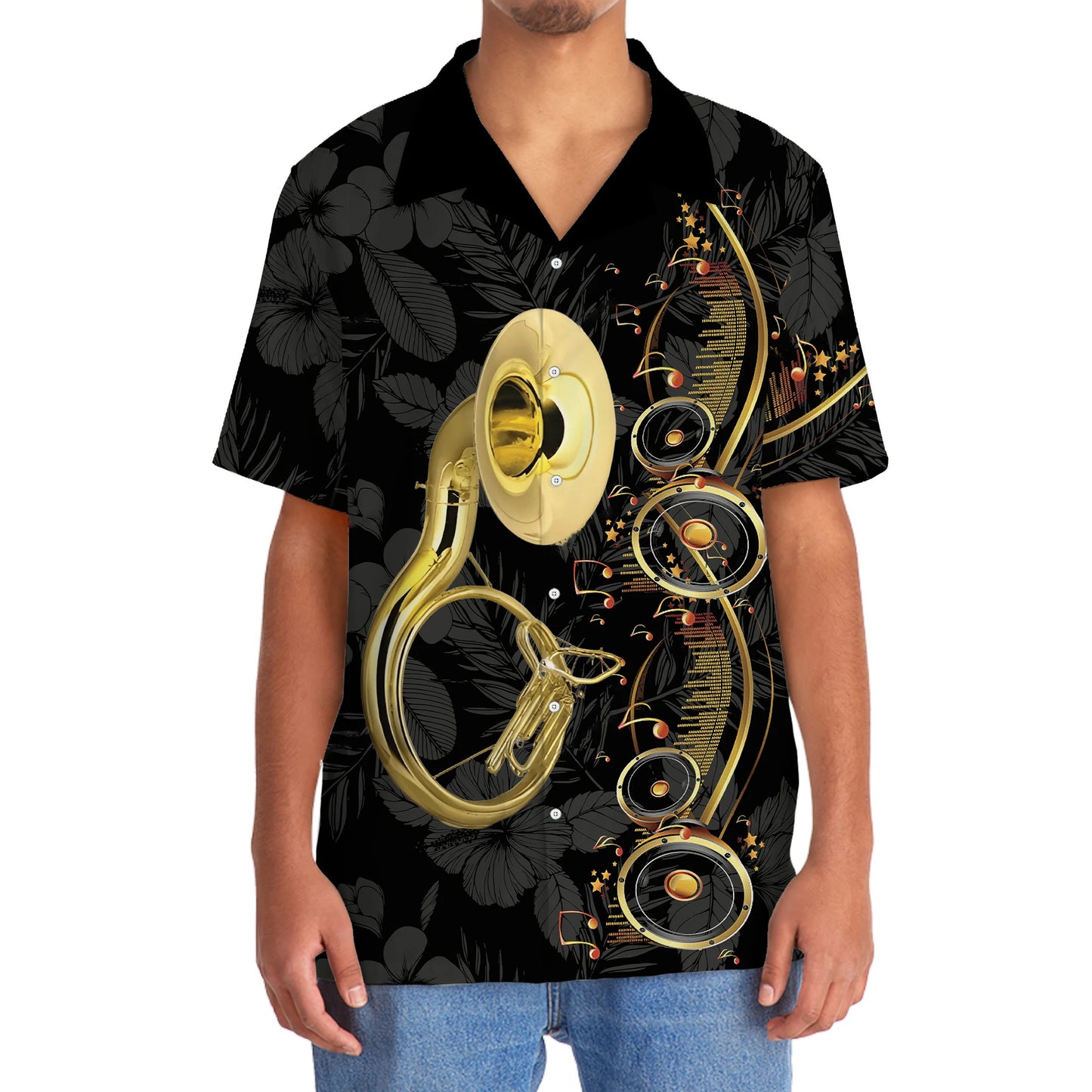 Sausaphone Black Music Hawaiian Shirt, patriotic gift for 4th of July (view 5)