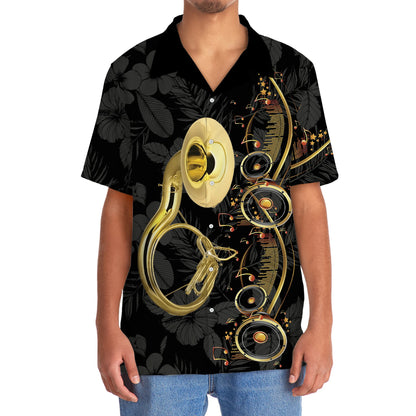 Sausaphone Black Music Hawaiian Shirt, patriotic gift for 4th of July (view 5)