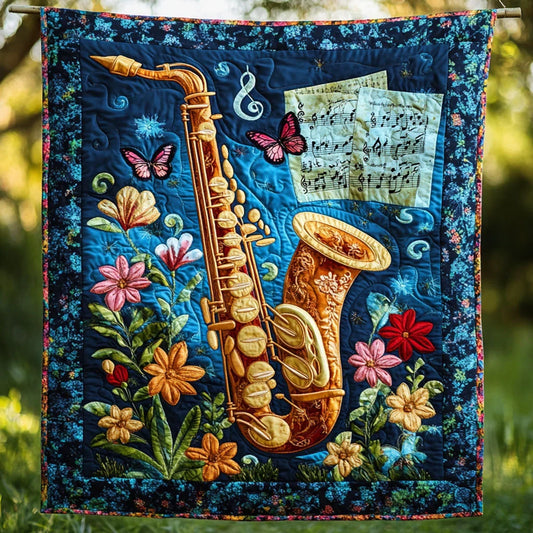 Saxophone Melody Quilt Blanket