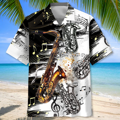 Saxophone Art Hawaiian Shirt, custom shirt gift for men