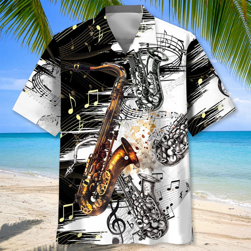 Saxophone Art Hawaiian Shirt, custom shirt gift for men