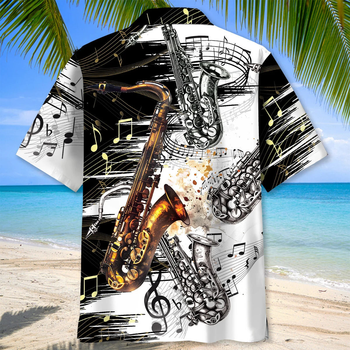 Saxophone Art Hawaiian Shirt, custom shirt gift for men (view 3)