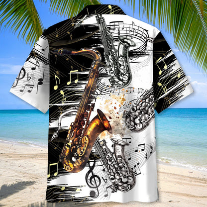 Saxophone Art Hawaiian Shirt, custom shirt gift for men (view 3)