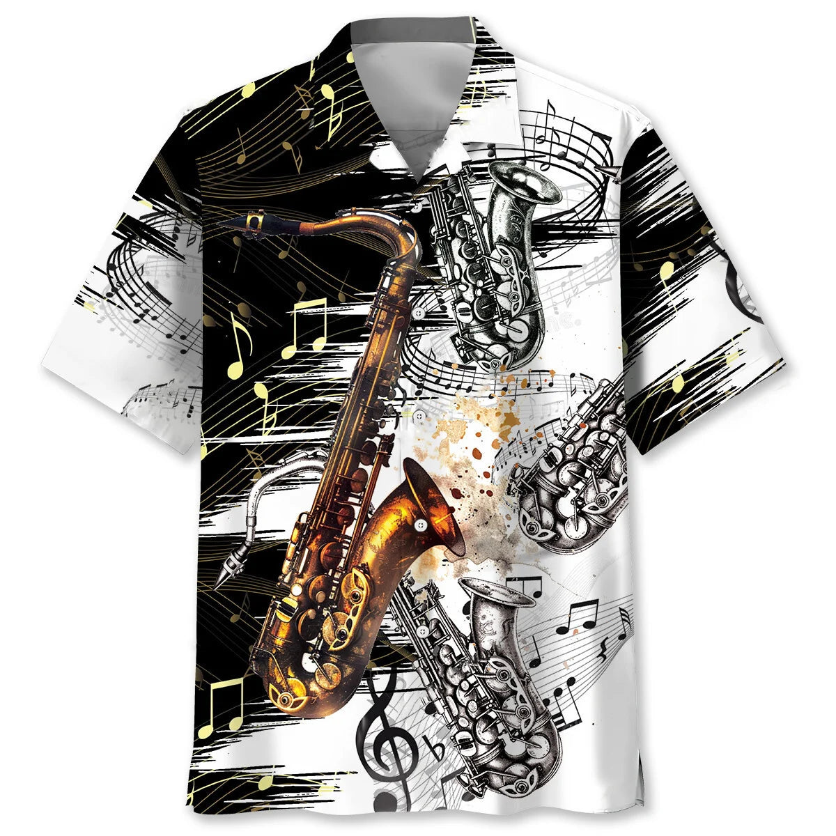 Saxophone Art Hawaiian Shirt, custom shirt gift for men (view 4)