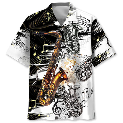 Saxophone Art Hawaiian Shirt, custom shirt gift for men (view 4)