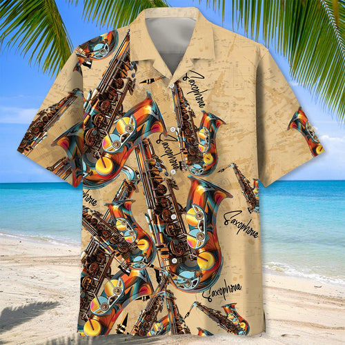 Saxophone Hawaiian Shirt, custom shirt gift for men