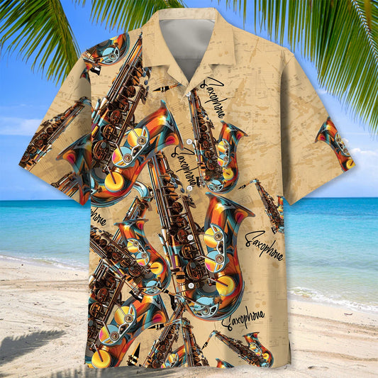 Saxophone Hawaiian Shirt, custom shirt gift for men