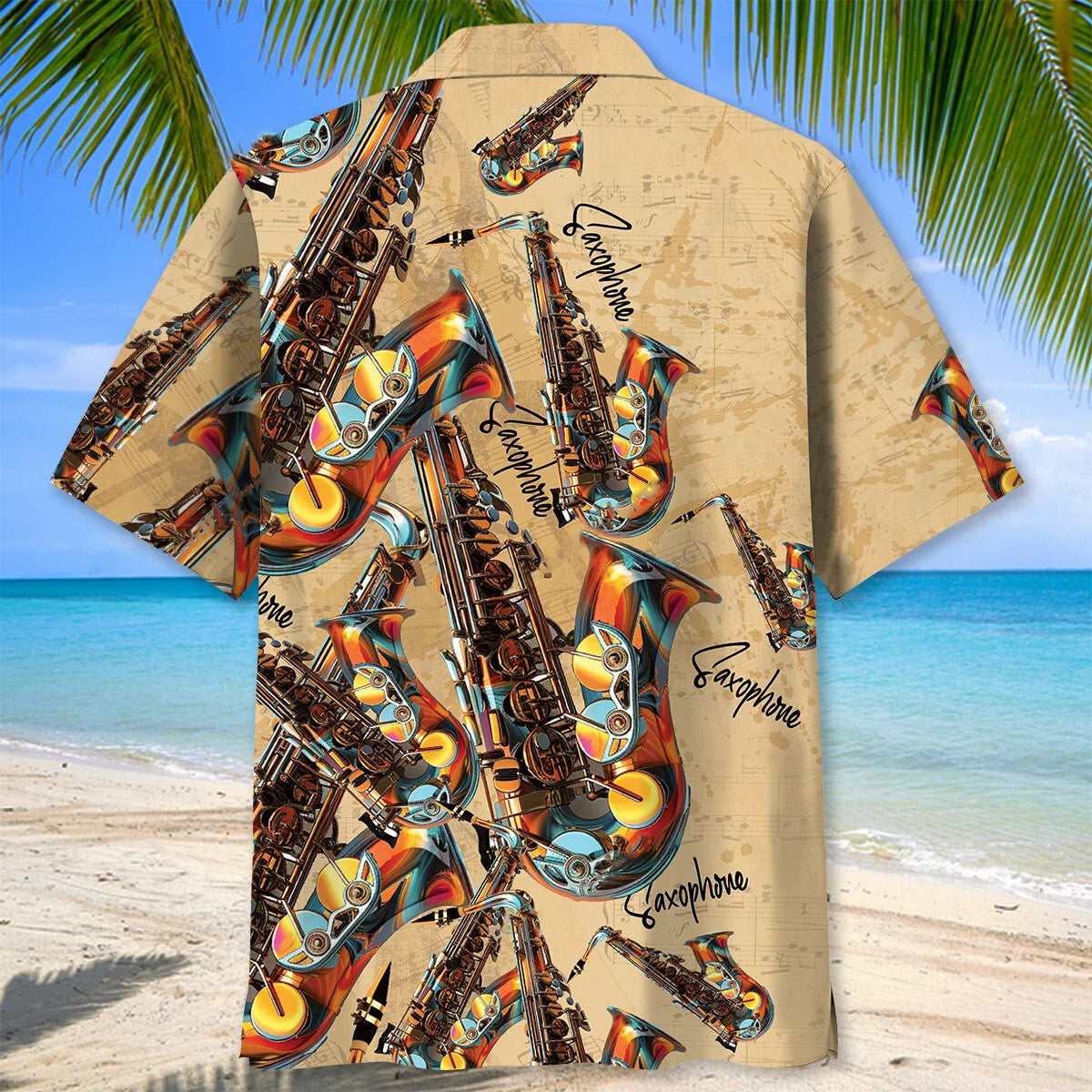 Saxophone Hawaiian Shirt, custom shirt gift for men (view 3)