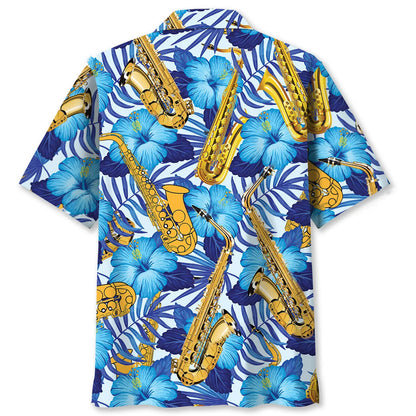 Saxophone Tropical Hawaiian Shirt, custom shirt gift for men (view 2)