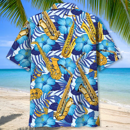 Saxophone Tropical Hawaiian Shirt, custom shirt gift for men (view 3)