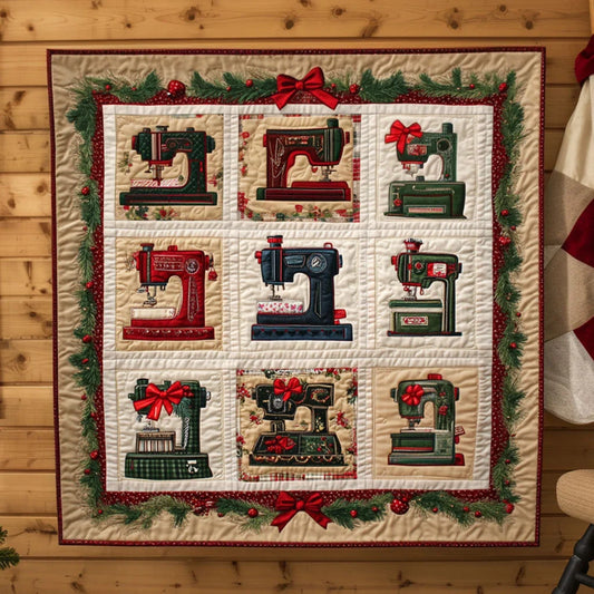 Scarlet Bloom Sewing Machine Quilt Blanket
