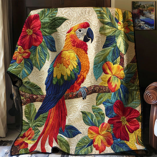 Scarlet Macaw Haven Quilt Blanket