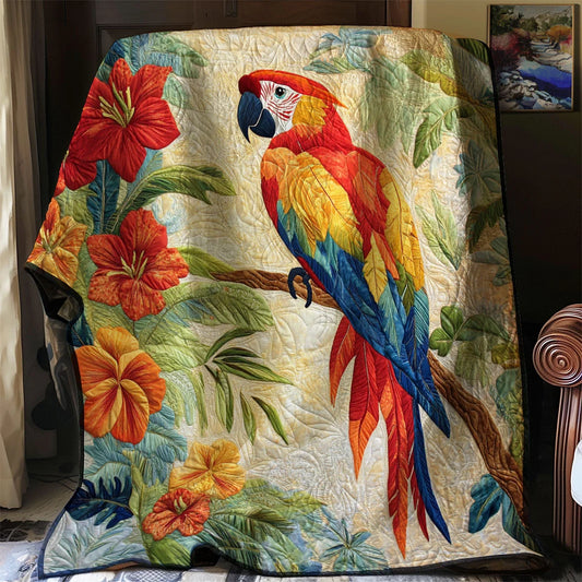 Scarlet Macaw Haven Quilt Blanket