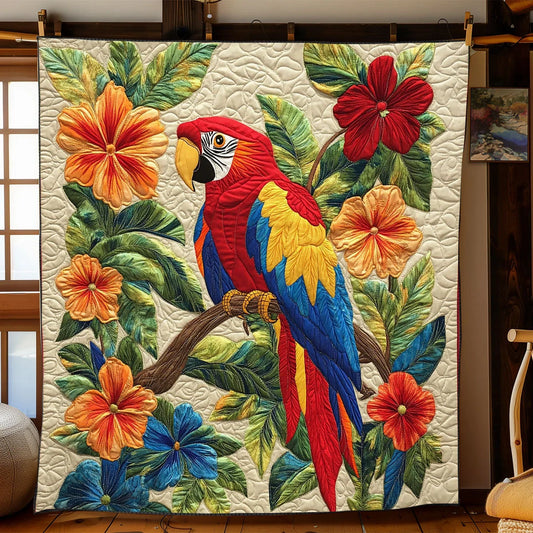 Scarlet Macaw Haven Quilt Blanket