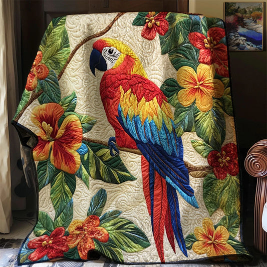 Scarlet Macaw Haven Quilt Blanket