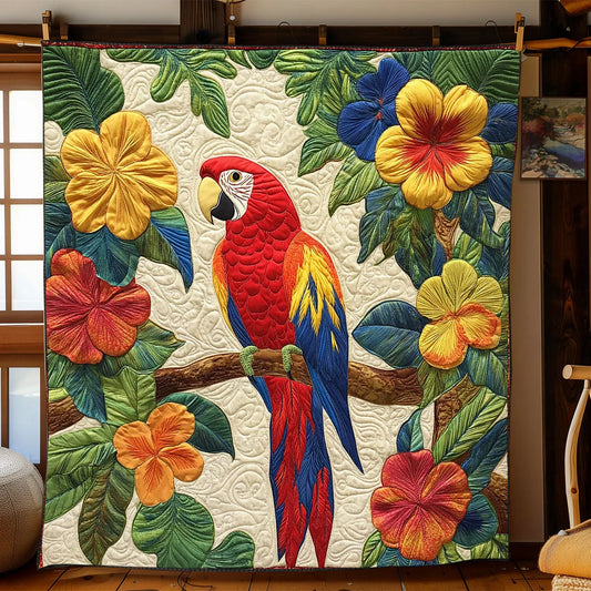 Scarlet Macaw Haven Quilt Blanket