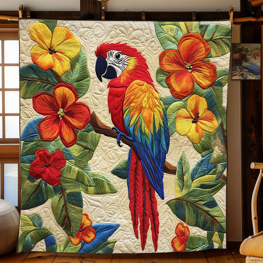 Scarlet Macaw Haven Quilt Blanket
