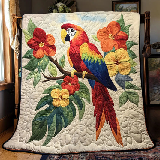 Scarlet Macaw Haven Quilt Blanket