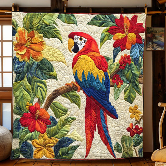 Scarlet Macaw Haven Quilt Blanket