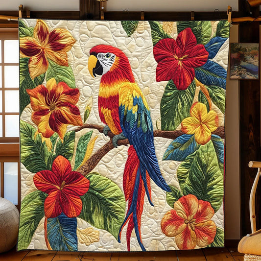 Scarlet Macaw Haven Quilt Blanket