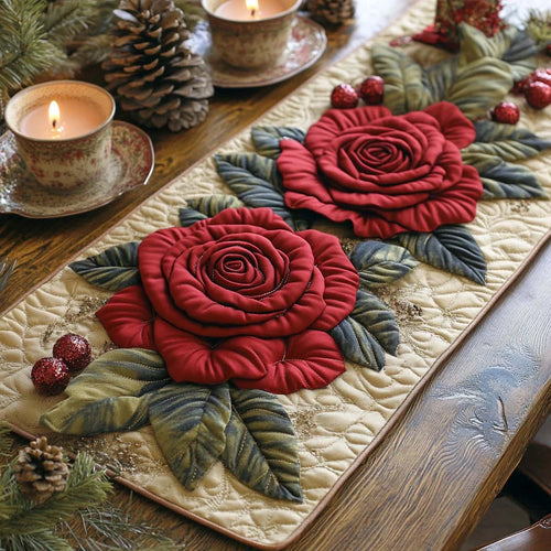 Scarlet Roses Quilted Table Runner