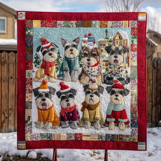 Schnauzer In Wonderland Quilt Blanket