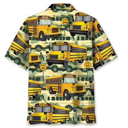 School Bus Camouflage Hawaiian Shirt, custom shirt gift for men (view 3)