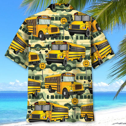 School Bus Camouflage Hawaiian Shirt, custom shirt gift for men (view 4)