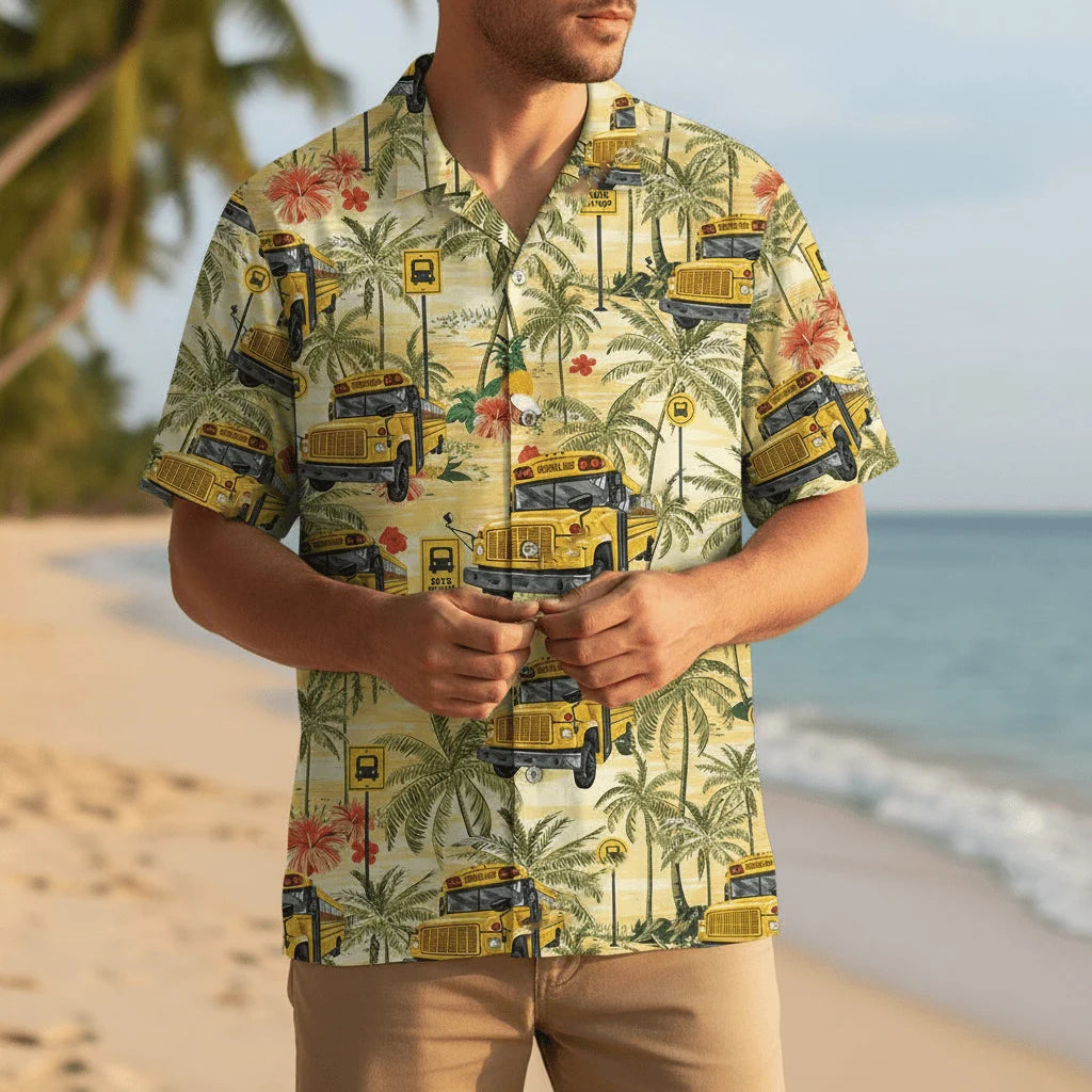 School Bus Coconut Hawaiian Shirt, custom shirt gift for men (view 3)