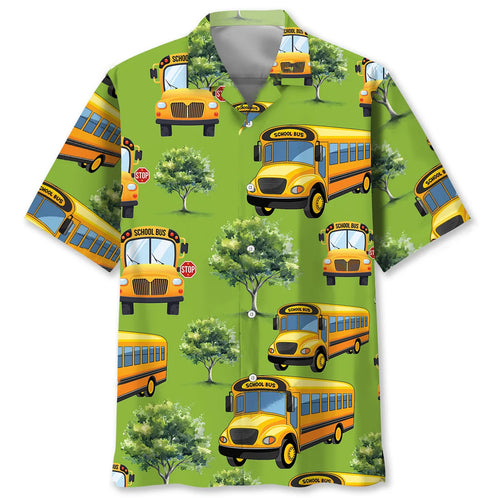 School Bus Drive Hawaiian Shirt, custom shirt gift for men