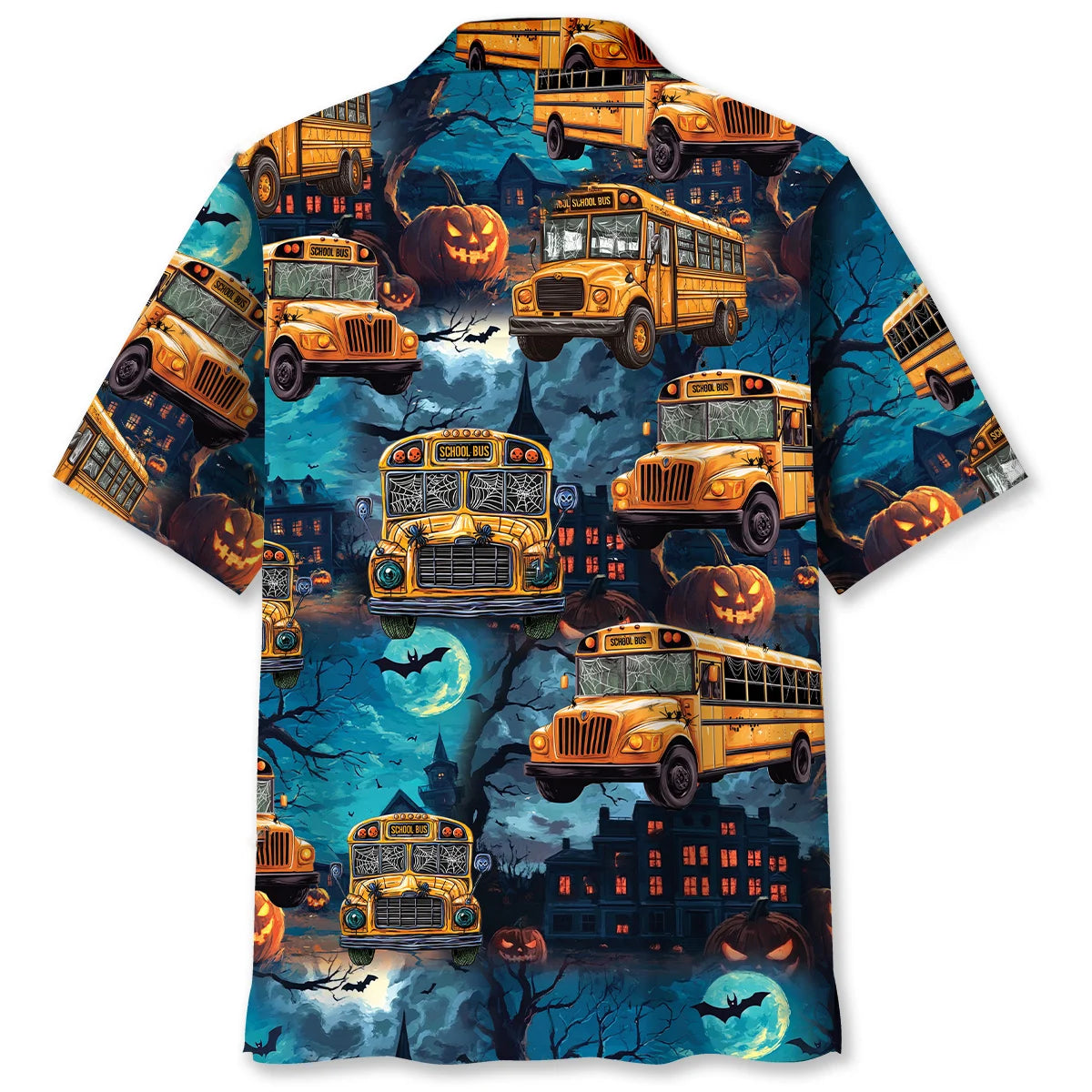 School Bus Halloween Night Hawaiian Shirt, custom shirt gift for men