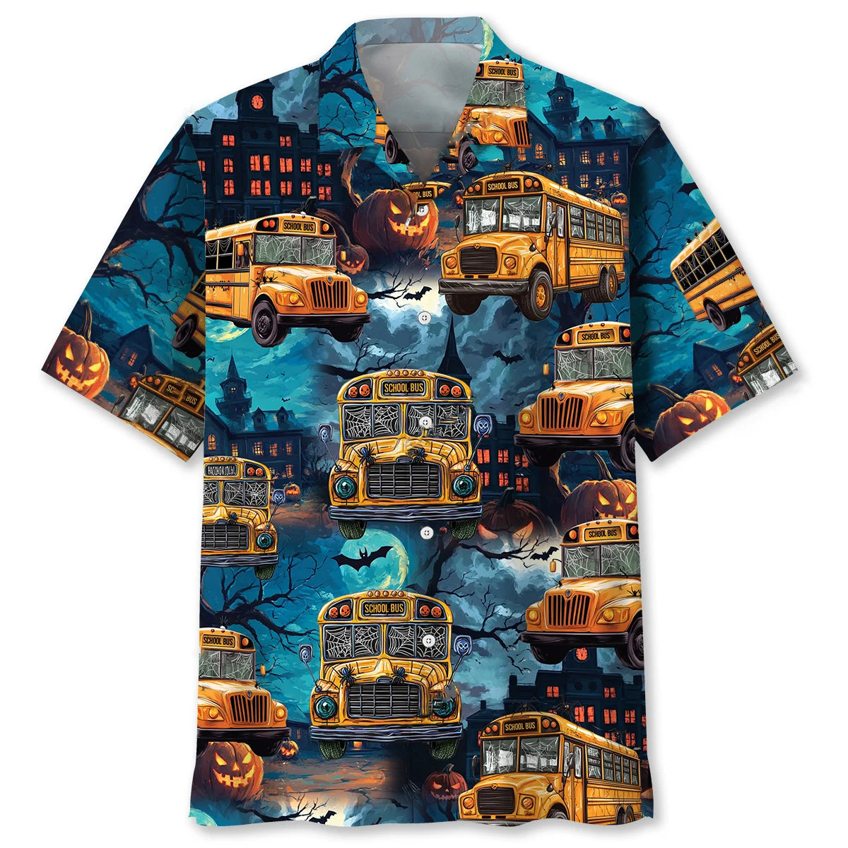School Bus Halloween Night Hawaiian Shirt, custom shirt gift for men (view 4)