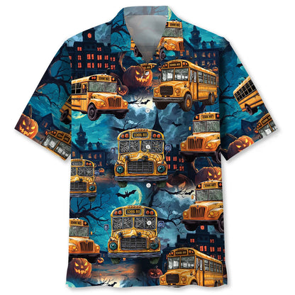 School Bus Halloween Night Hawaiian Shirt, custom shirt gift for men (view 4)