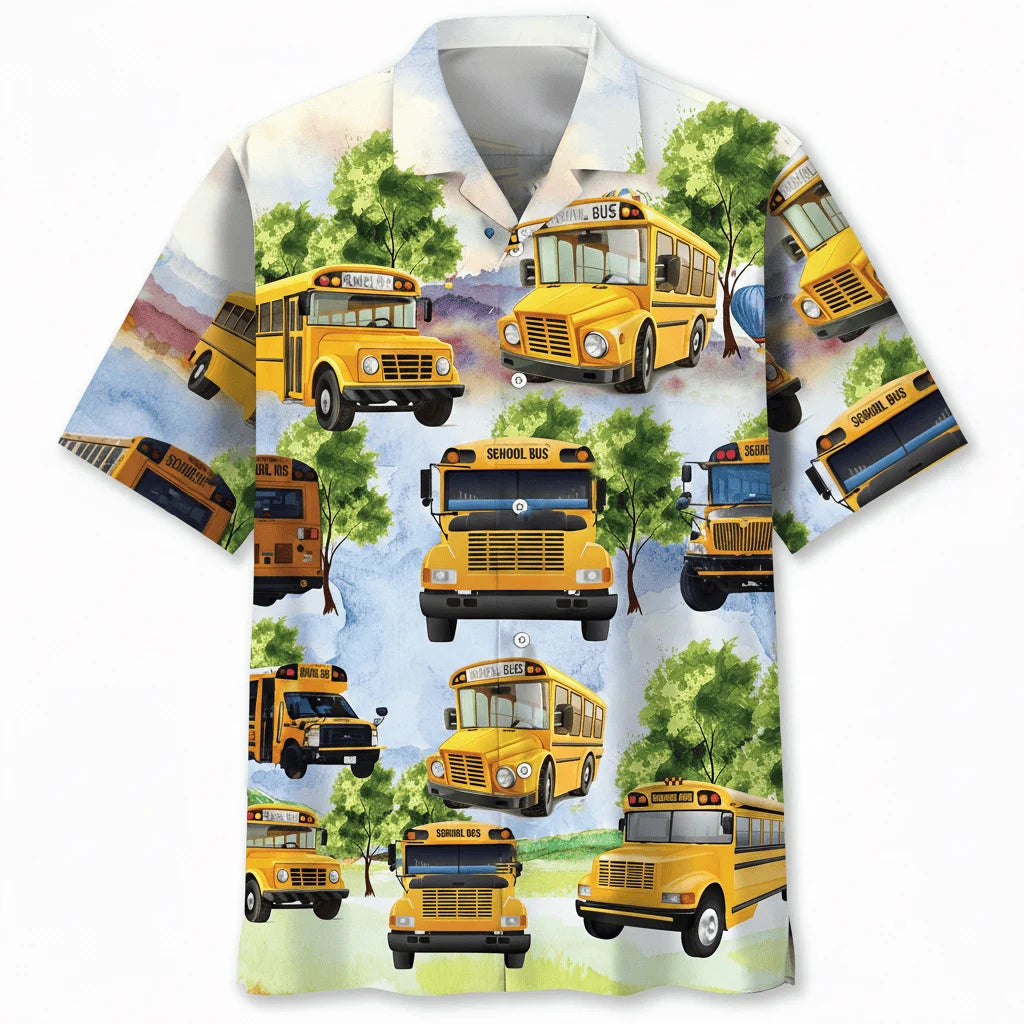 School Bus Hawaiian Shirt, custom shirt gift for men (view 2)