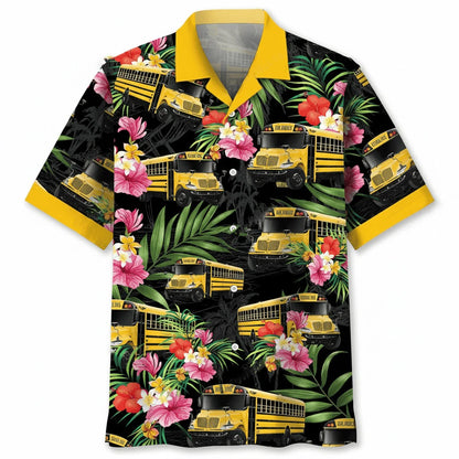 School Bus Nature Hawaiian Shirt, custom shirt gift for men (view 3)