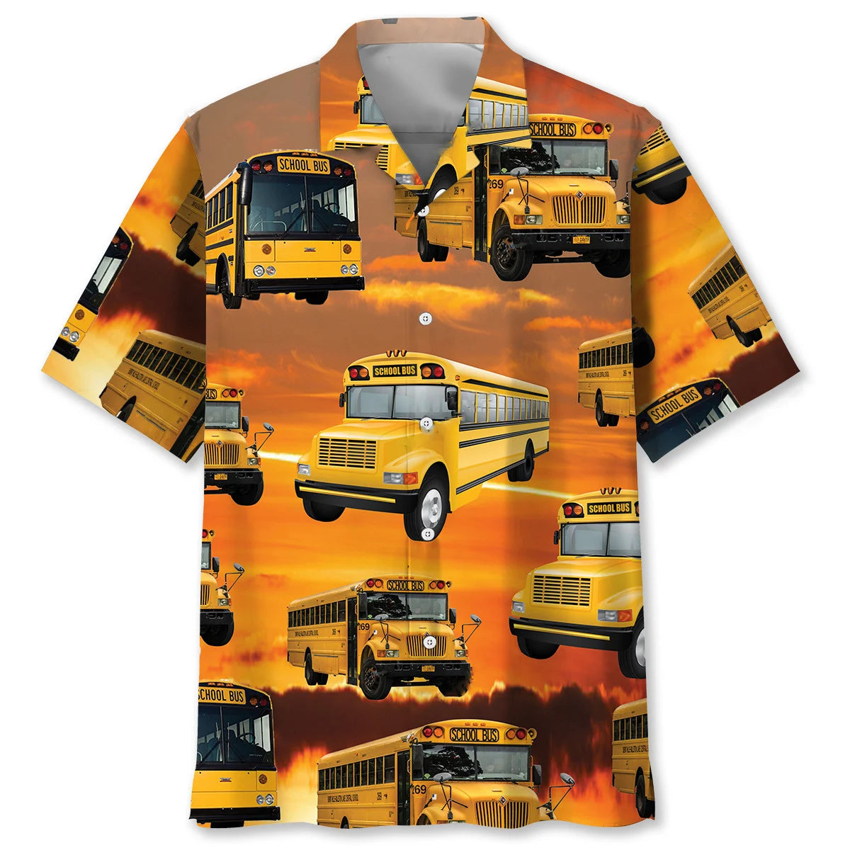 School Bus Sunset Hawaiian Shirt, custom shirt gift for men (view 2)