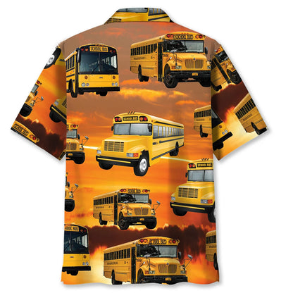 School Bus Sunset Hawaiian Shirt, custom shirt gift for men (view 3)