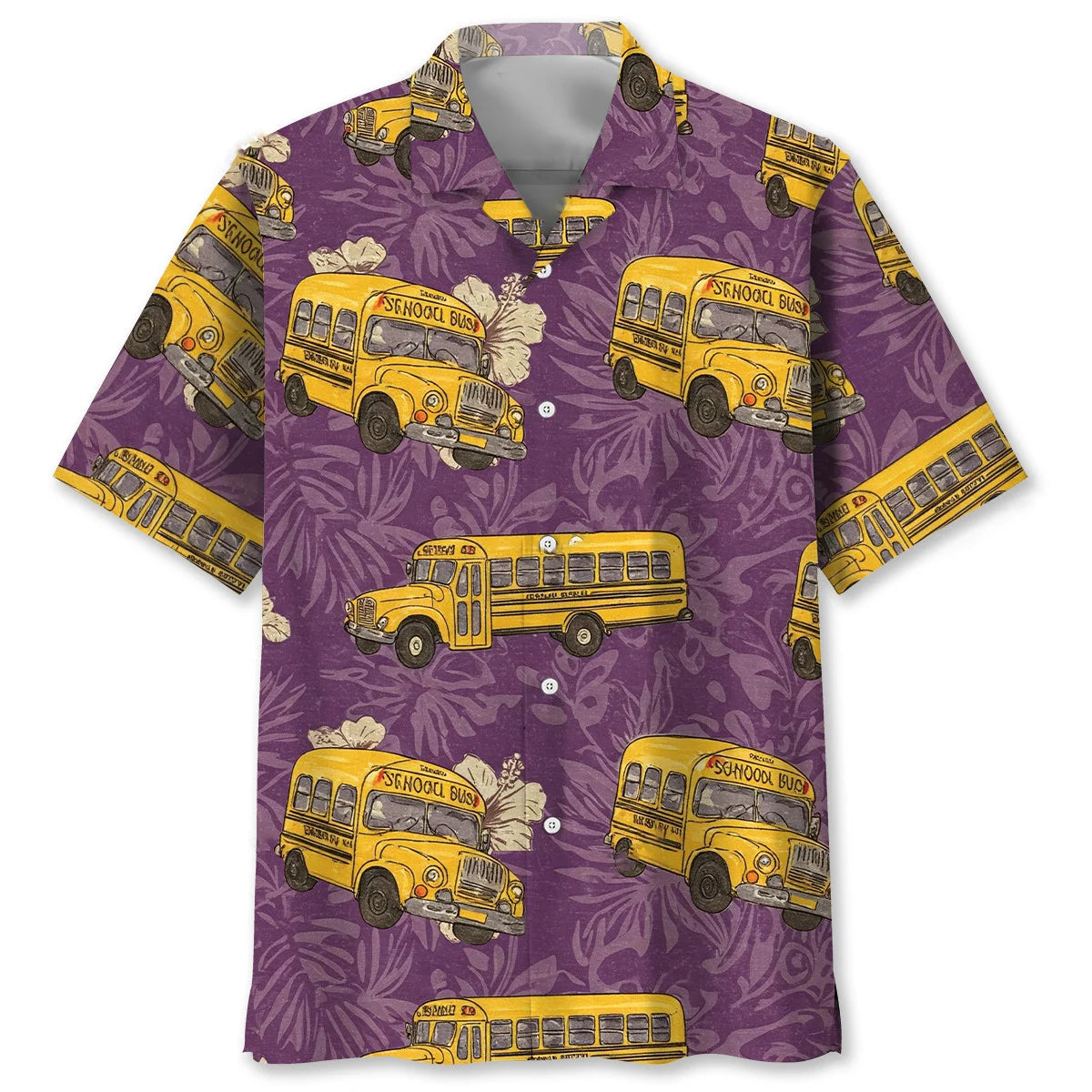 School Bus Tropical Hawaiian Shirt, custom shirt gift for men