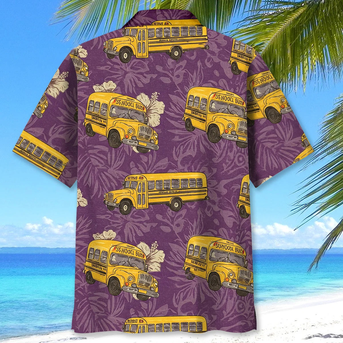 School Bus Tropical Hawaiian Shirt, custom shirt gift for men (view 4)