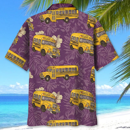 School Bus Tropical Hawaiian Shirt, custom shirt gift for men (view 4)