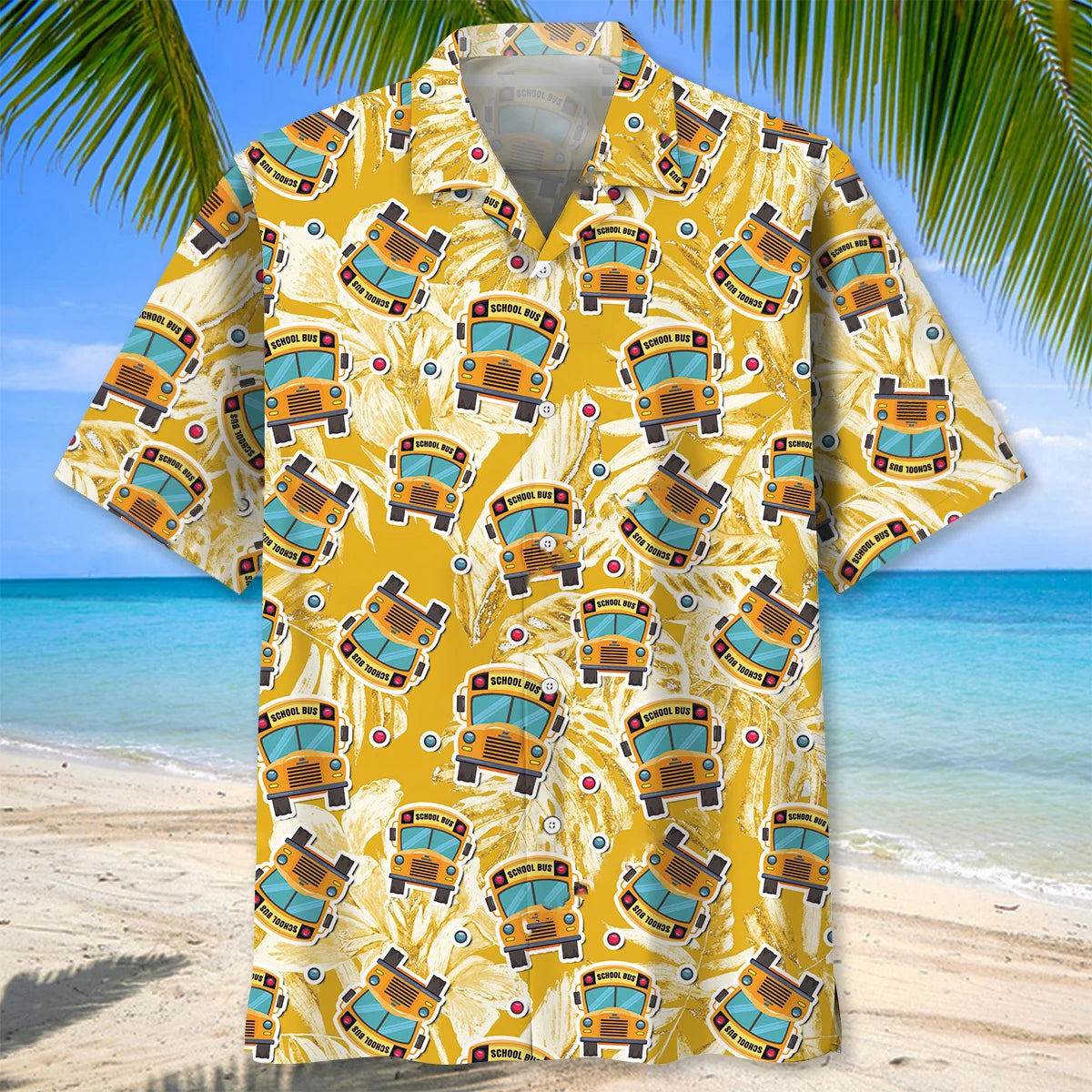School Bus Tropical Hawaiian Shirt, custom shirt gift for men (view 8)