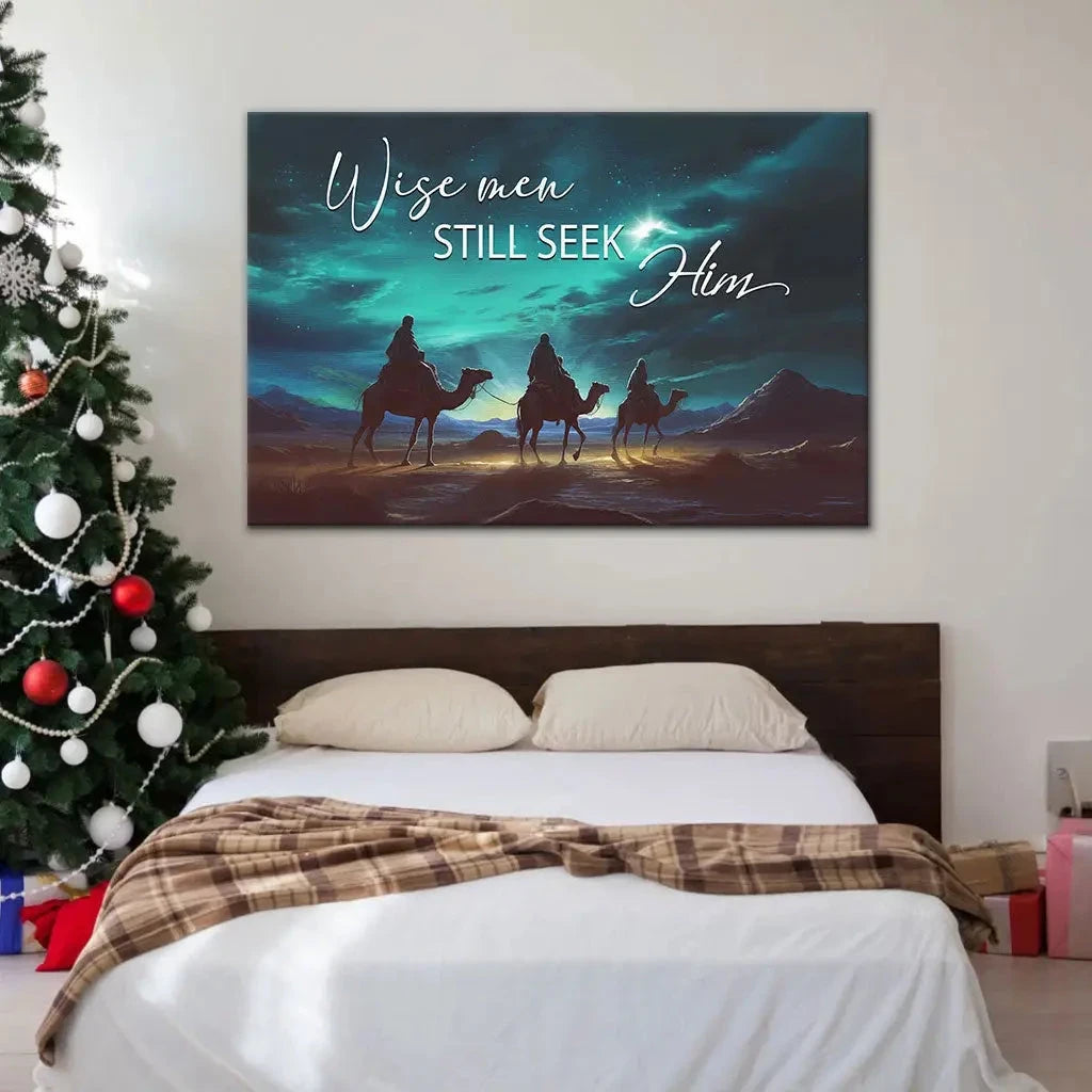 wise men still seek him christmas wall art canvas (Landscape) (view 5)